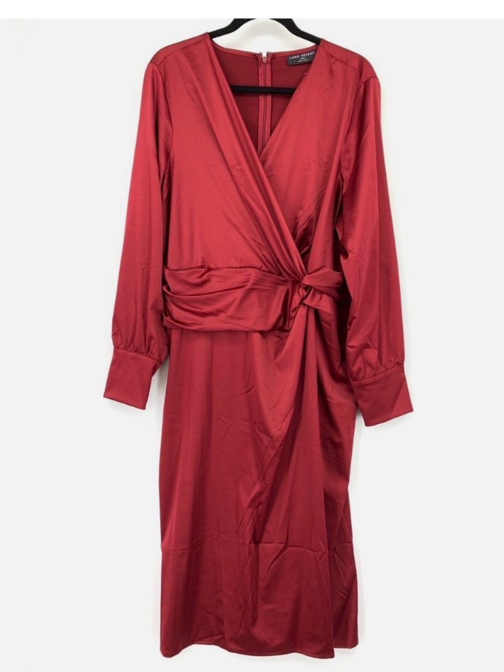 Lane Bryant Red Satin Wrap Dress with Side Tie